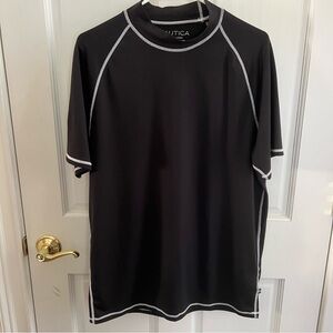 Mens NAUTICA Swim Performance Tee UPF 40 Black & White Size XL